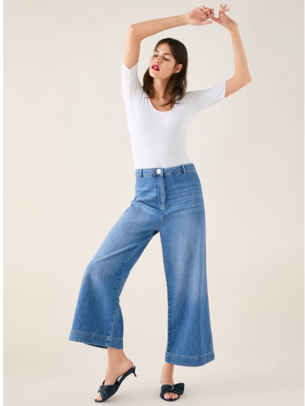 NWT! Zara Wide Leg Cropped Culottes High Rise Sz 6